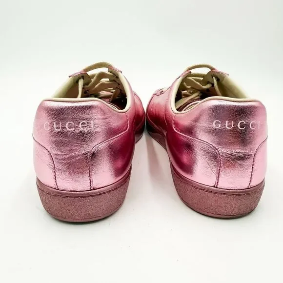 Gucci Ace GG Metallic Pink Sneakers Trainers EU 37 US 7